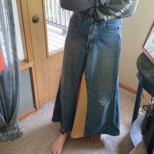 EUC WOMEN’S VINTAGE SILVER JEANS SIZE 30 MOM BUTTONFLY RETRO MAXI SKIRT
